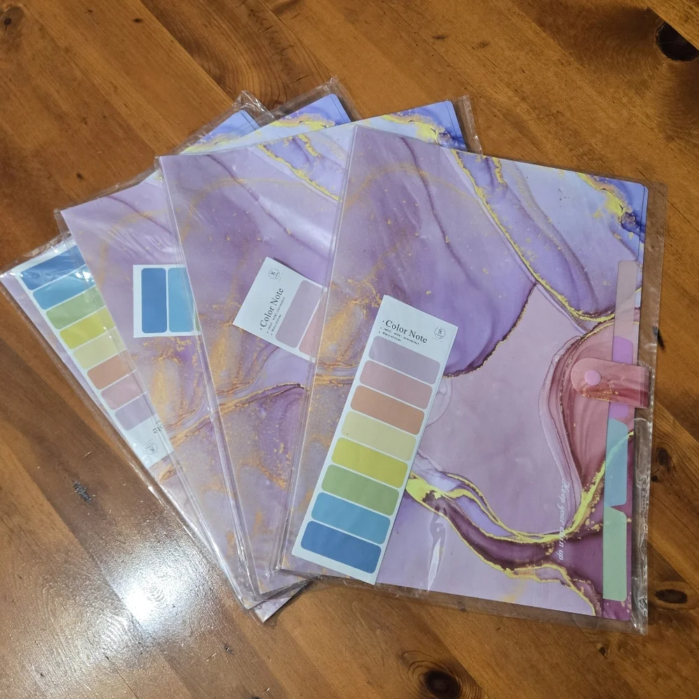 New Bundle Of 4 Expandable Accordion File Folder Pink Gold Marble 4 Tabs